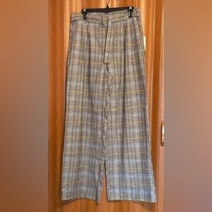 A New Day Belted Pleat Front Plaid Pant Size 10